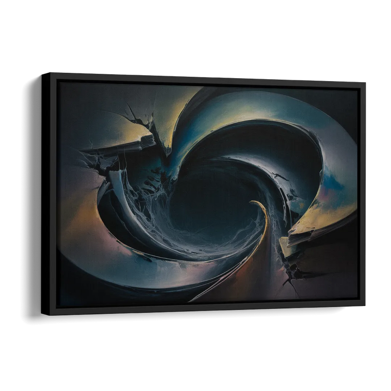 Enigmatic Swirl Dark Abstract Side - Black Canvas Wall Art