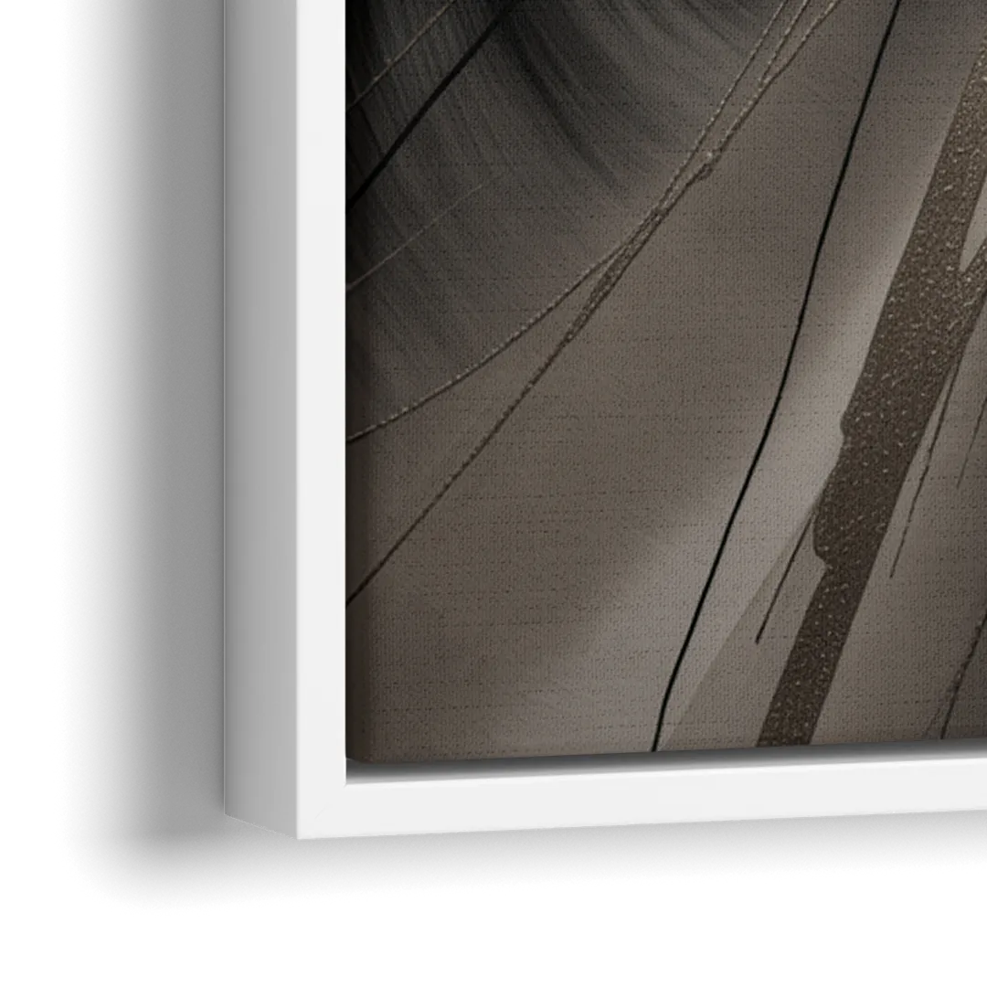 Entwined Elegance Black and Grey Abstract - Close-Up White Frame Canvas