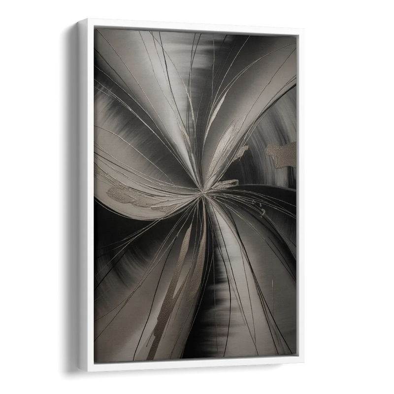 Entwined Elegance Black and Grey Abstract Side - White Canvas Wall Art