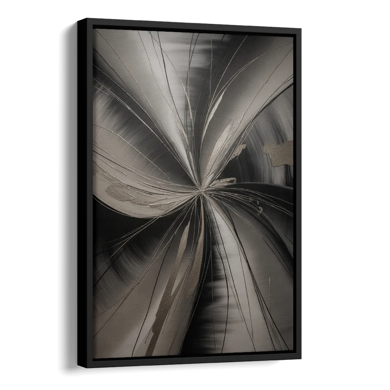 Entwined Elegance Black and Grey Abstract Side - Black Canvas Wall Art