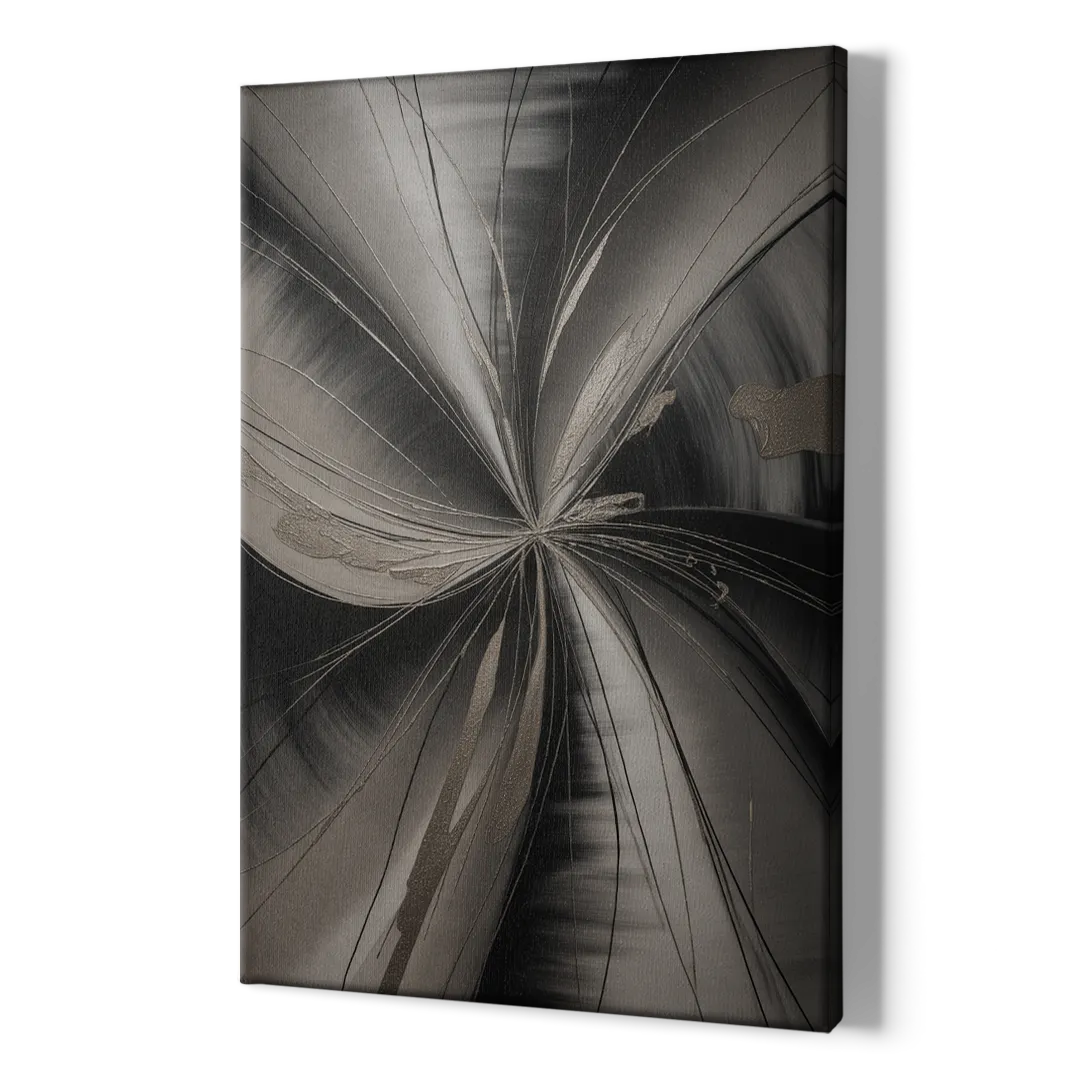 Entwined Elegance Black and Grey Abstract - Canvas Print Art Sides