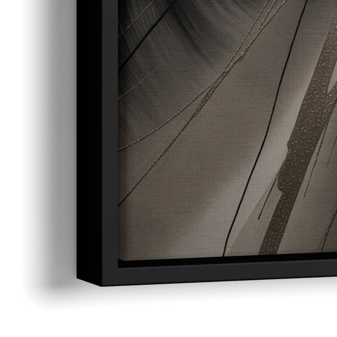 Entwined Elegance Black and Grey Abstract - Close-Up Black Frame Canvas