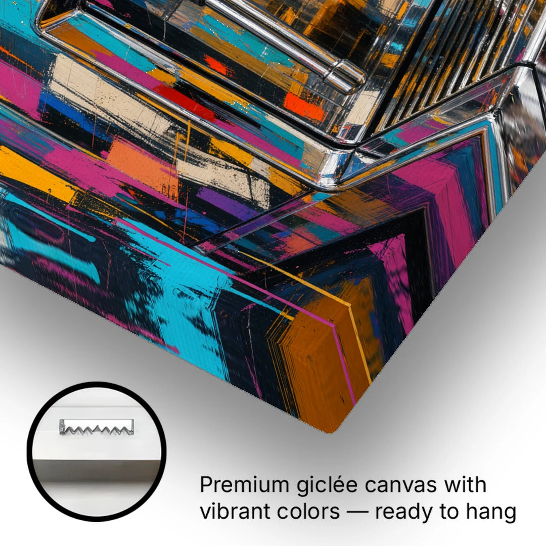 Espresso Painting of a Chrome Machine - Canvas Wall Art - Gallery Wrap Corner