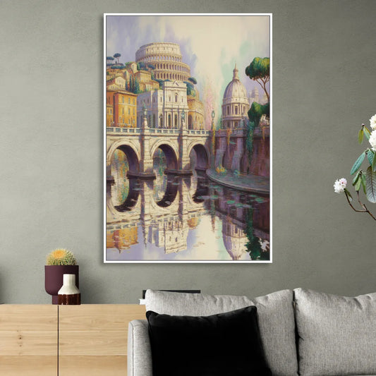 Eternal Cityscape Living Room - White Canvas Wall Art