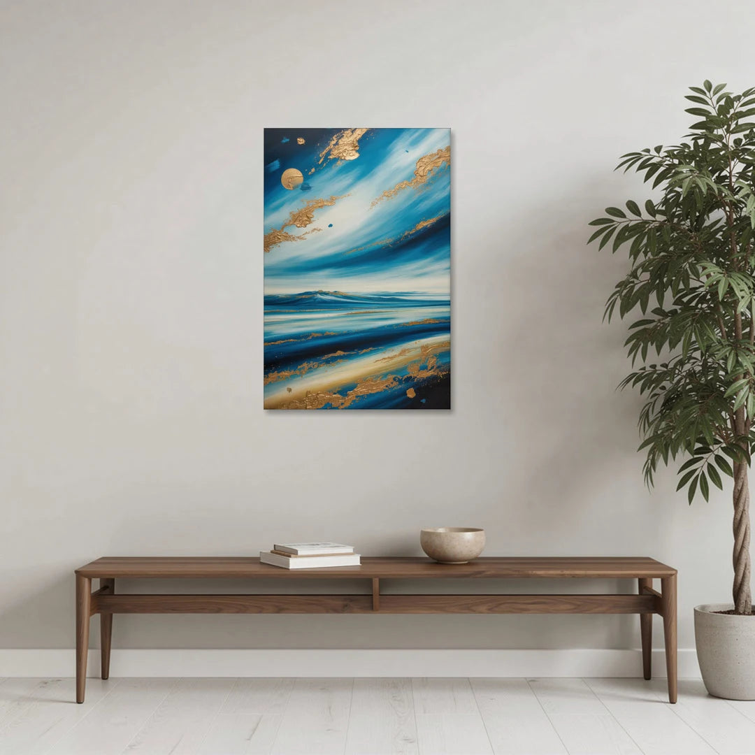 Eternal Horizon Blue and Gold Abstract - Canvas Wall Art - Coffee Table - 24x36