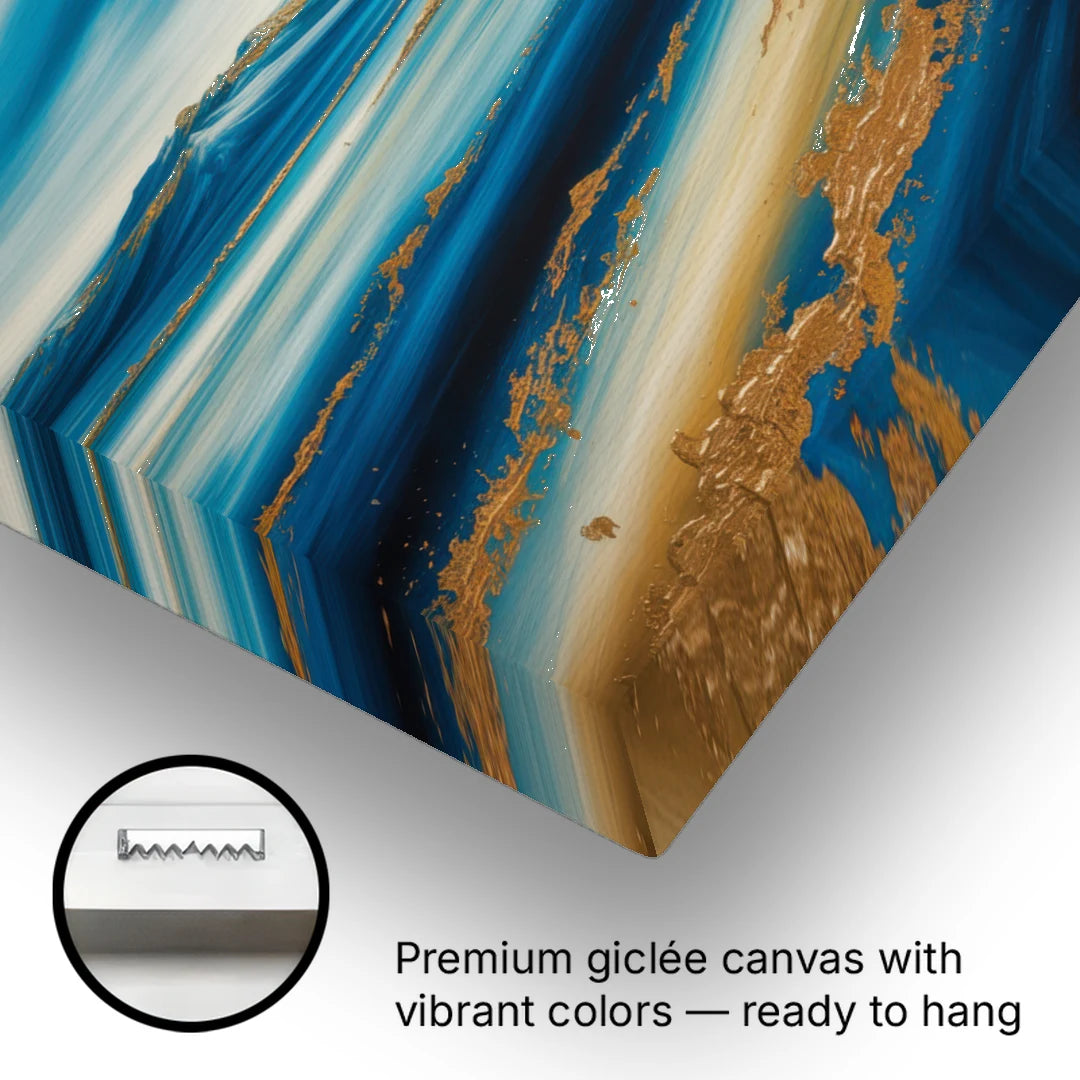 Eternal Horizon Blue and Gold Abstract - Canvas Wall Art - Gallery Wrap Corner