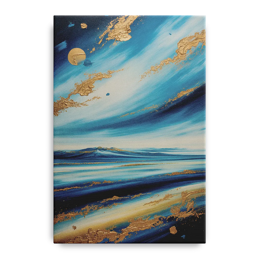 Eternal Horizon Blue and Gold Abstract - Canvas Wall Art