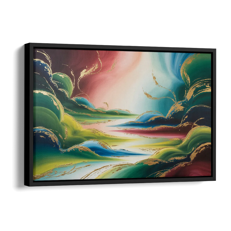 Ethereal Dreamscape Colorful Abstract Side - Black Canvas Wall Art