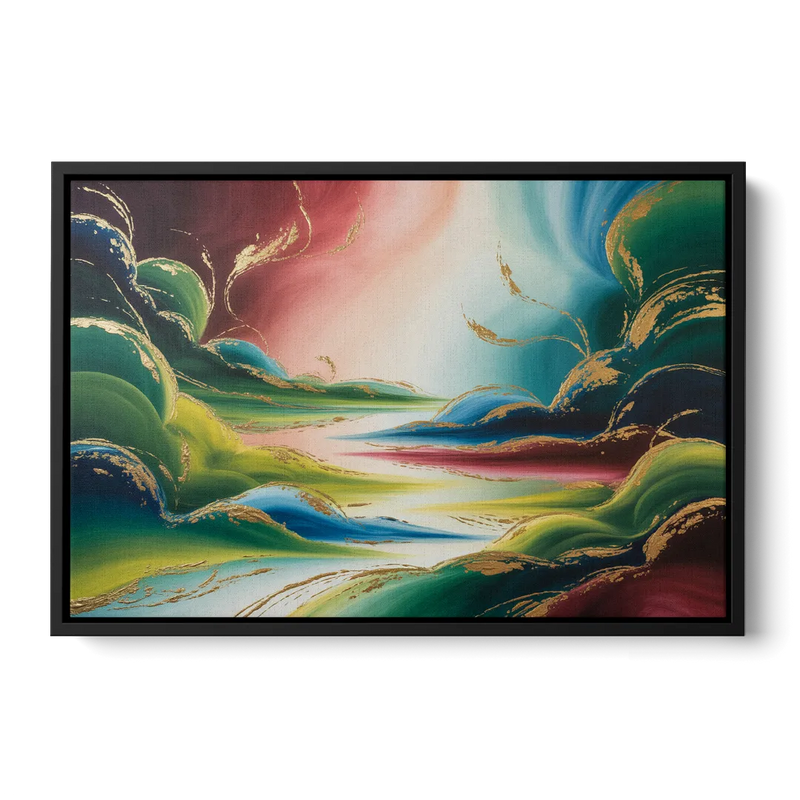 Ethereal Dreamscape Colorful Abstract Front - Black Canvas Wall Art