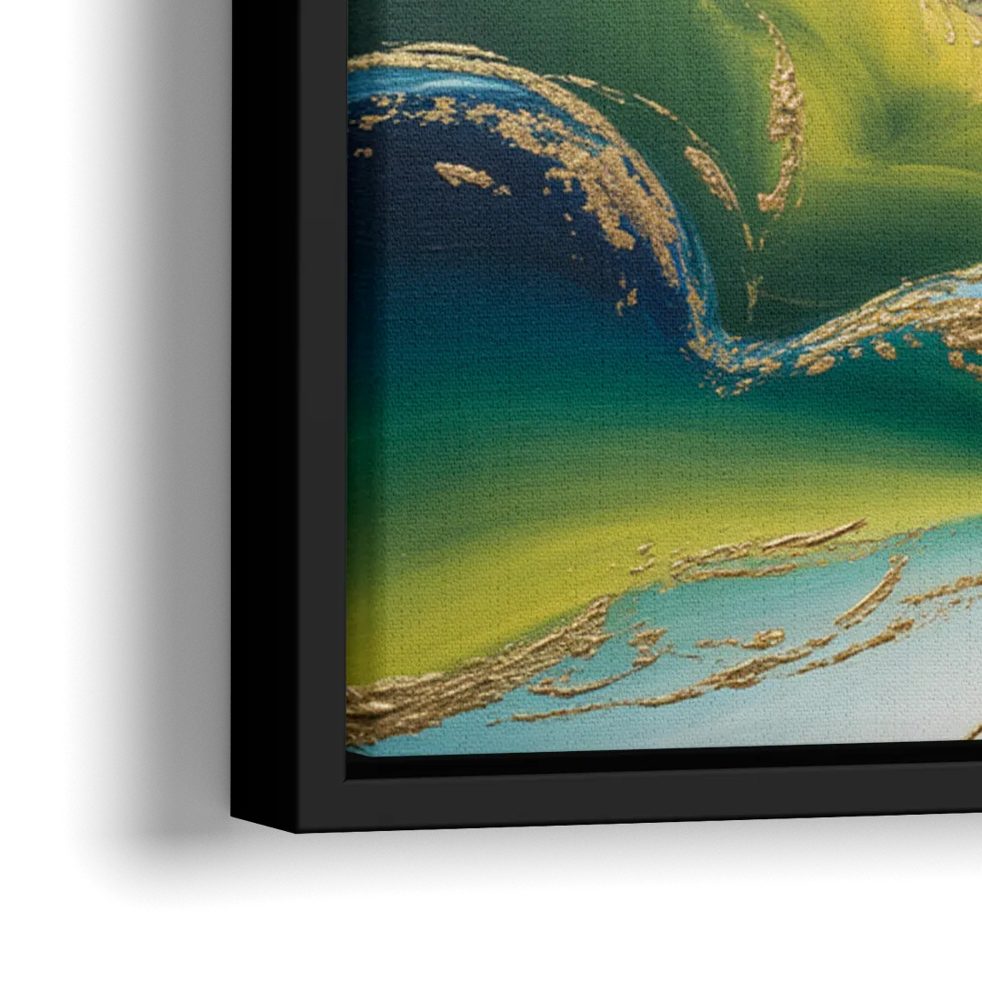 Ethereal Dreamscape Colorful Abstract - Close-Up Black Frame Canvas