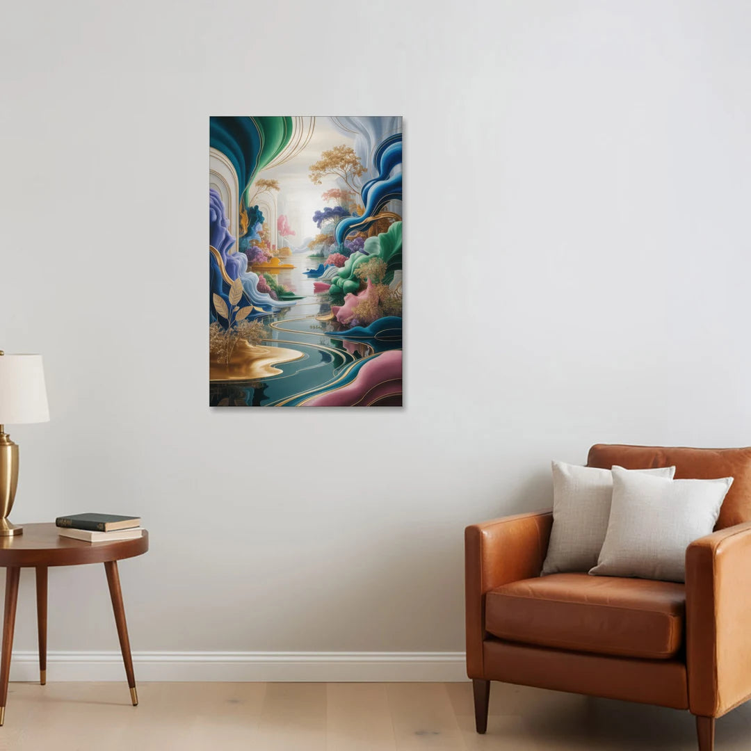 Ethereal Elegance Colorful Abstract - Canvas Wall Art - Sofa - 24x36