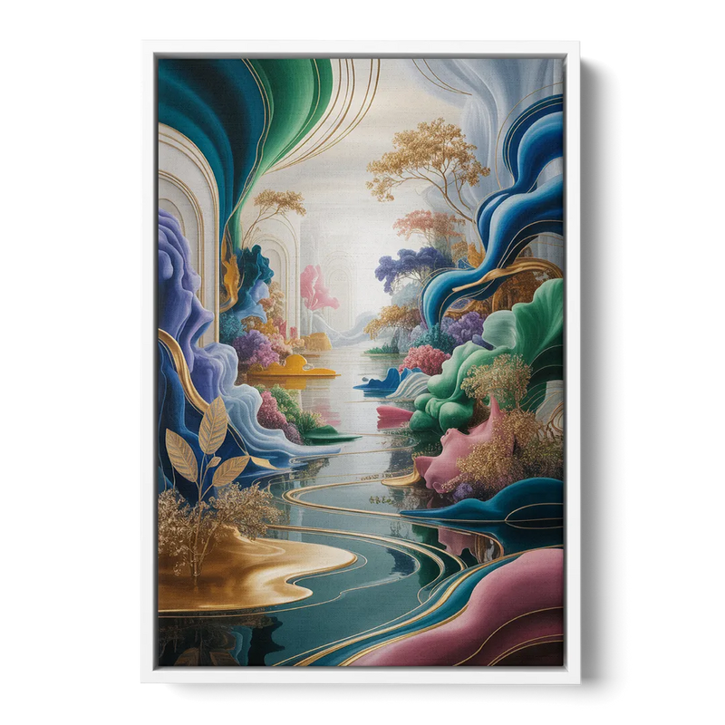 Ethereal Elegance Colorful Abstract Front - White Canvas Wall Art