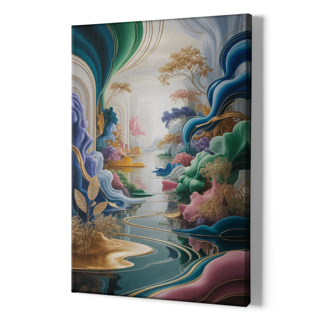Ethereal Elegance Colorful Abstract - Canvas Print Art Sides