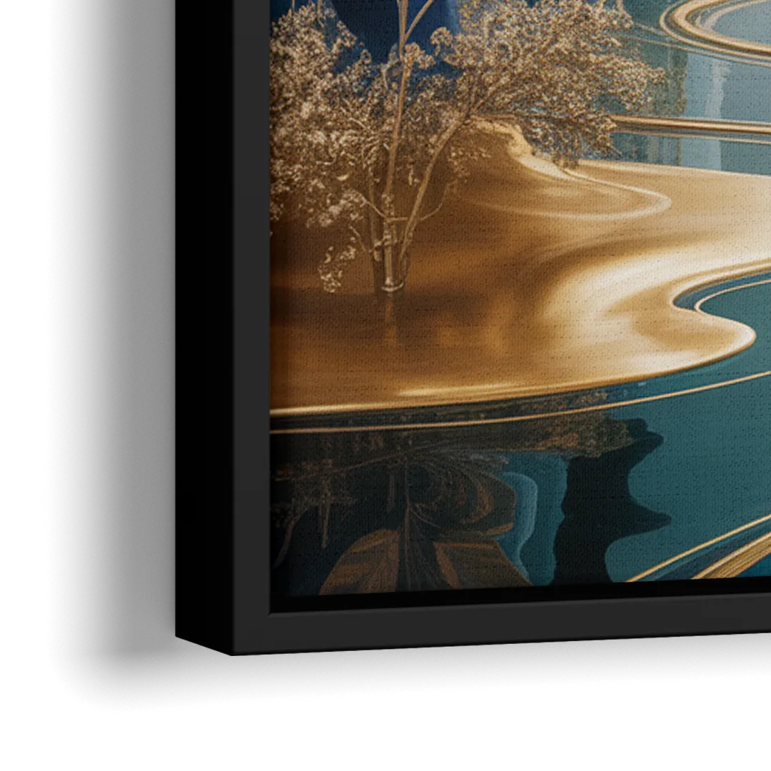 Ethereal Elegance Colorful Abstract - Close-Up Black Frame Canvas