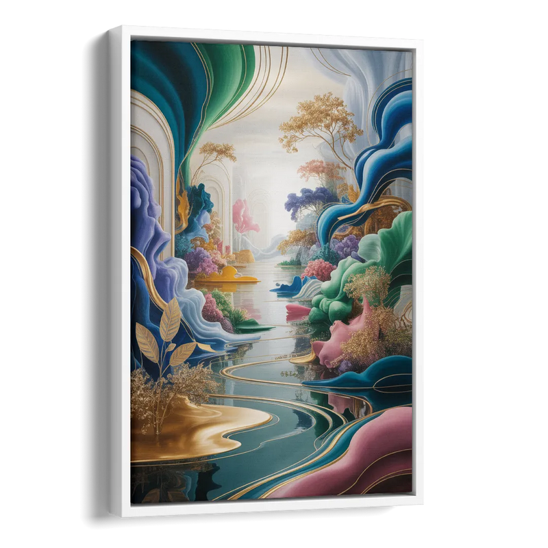 Ethereal Elegance Colorful Abstract Side - White Canvas Wall Art