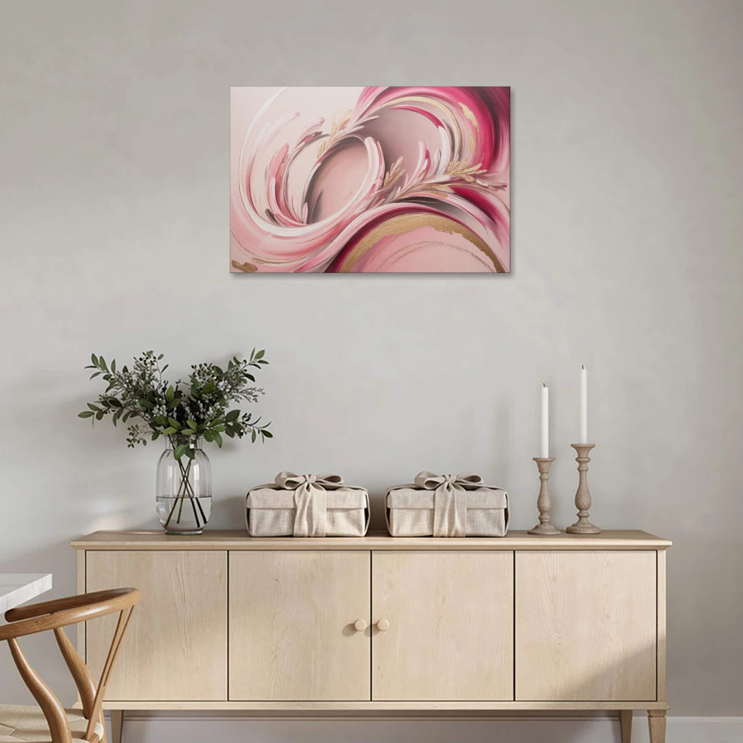 Ethereal Elegance Pink Abstract - Canvas Wall Art - Coffee Table - 36x24