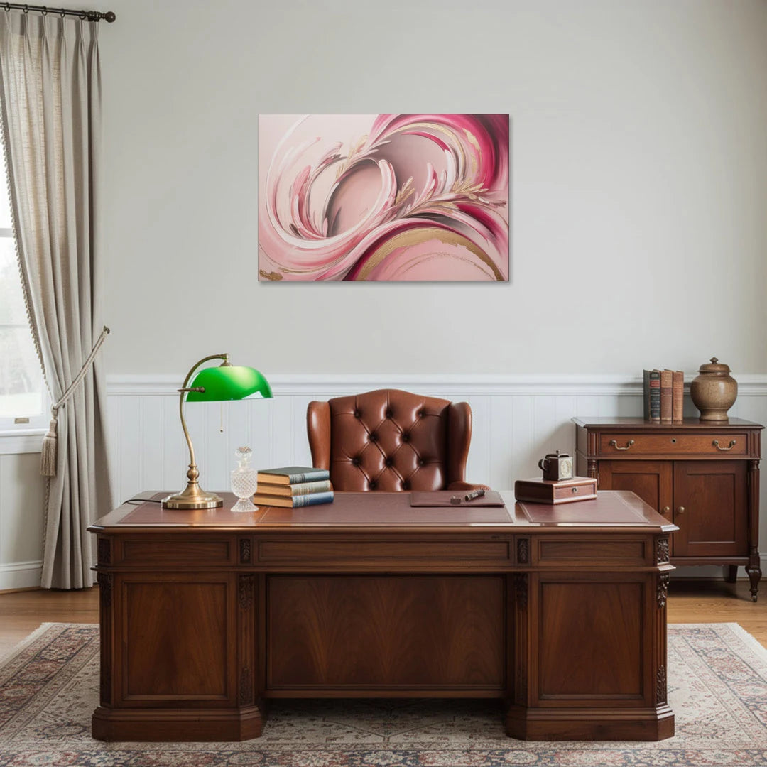 Ethereal Elegance Pink Abstract - Canvas Wall Art - Office - 36x24