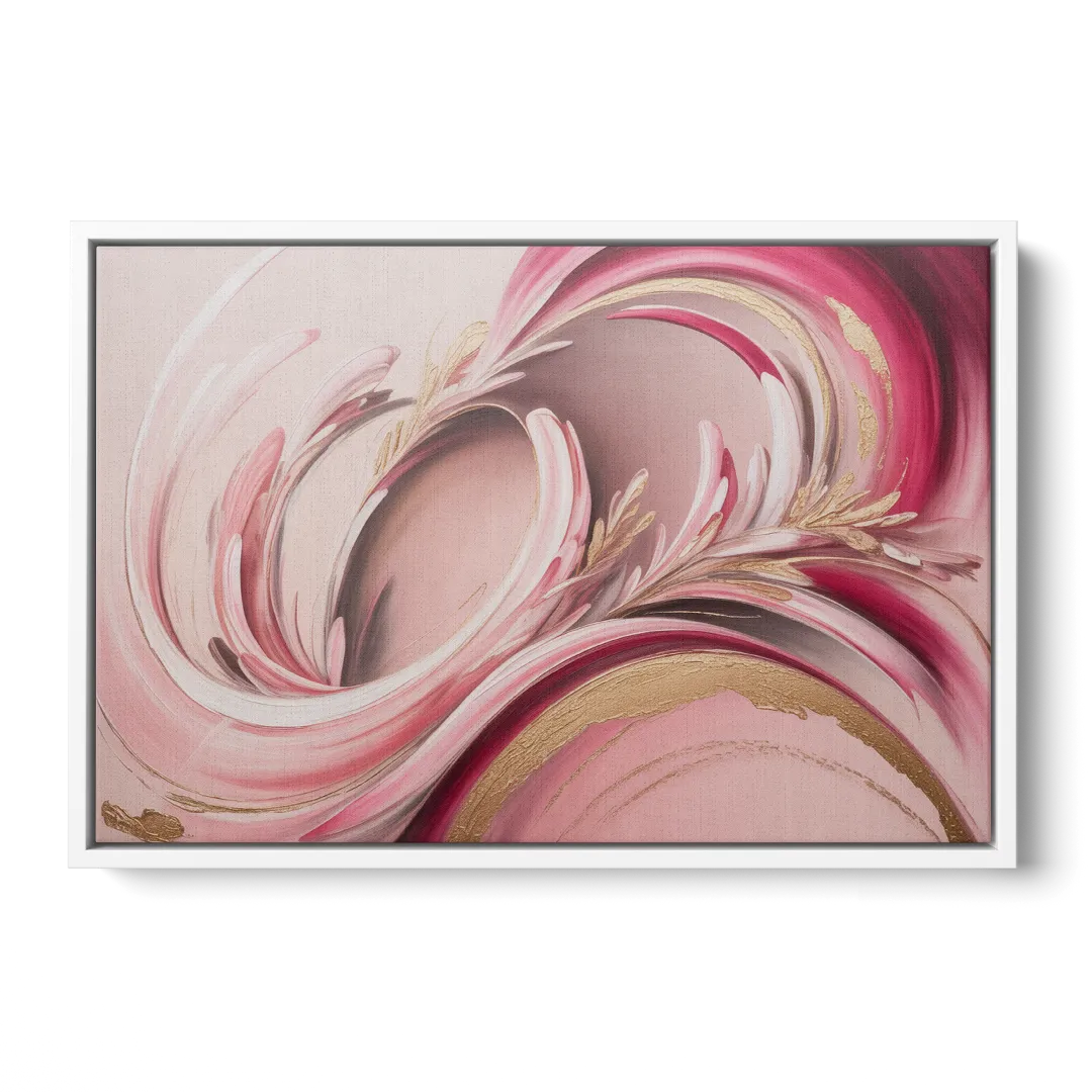 Ethereal Elegance Pink Abstract - White Frame Canvas