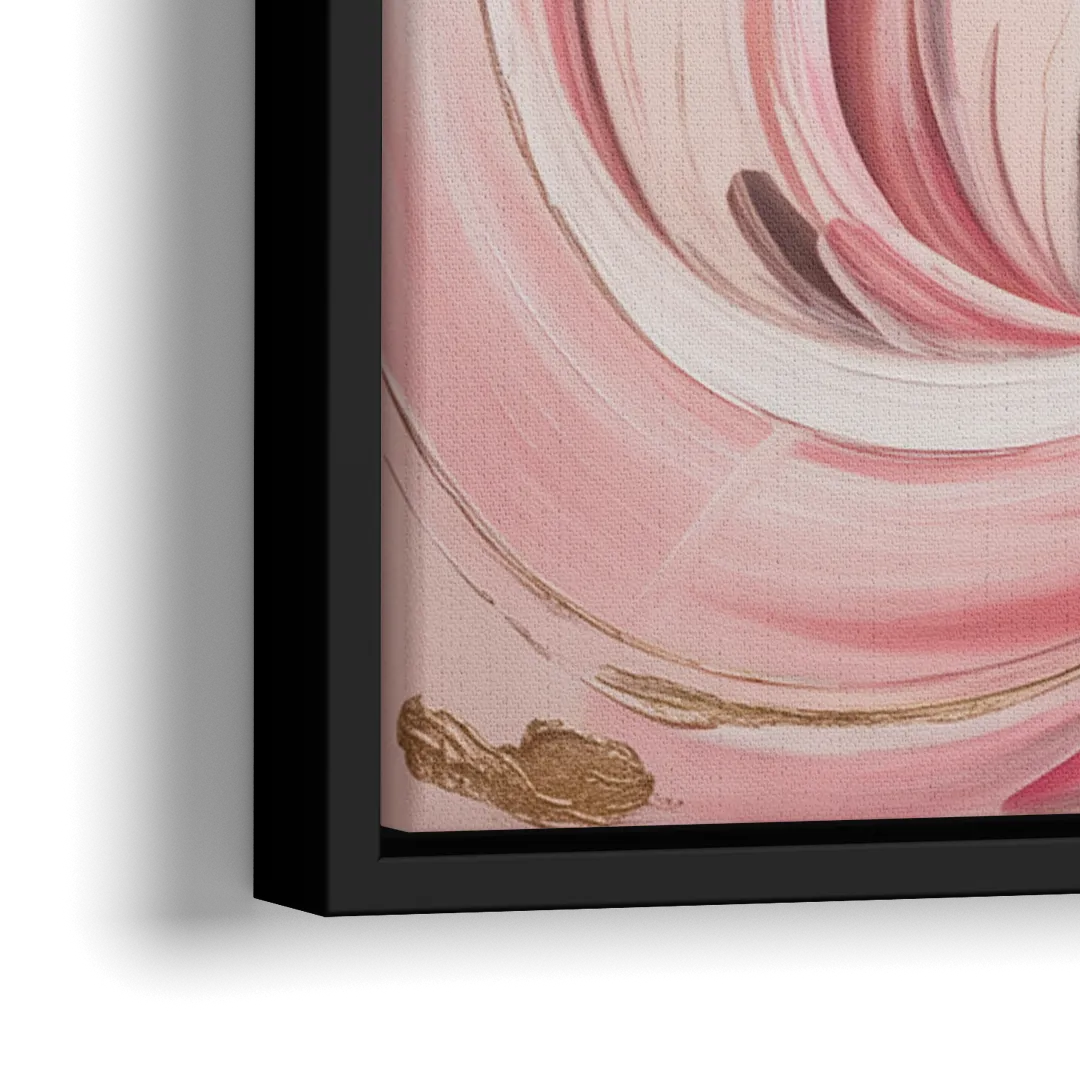 Ethereal Elegance Pink Abstract - Close-Up Black Frame Canvas