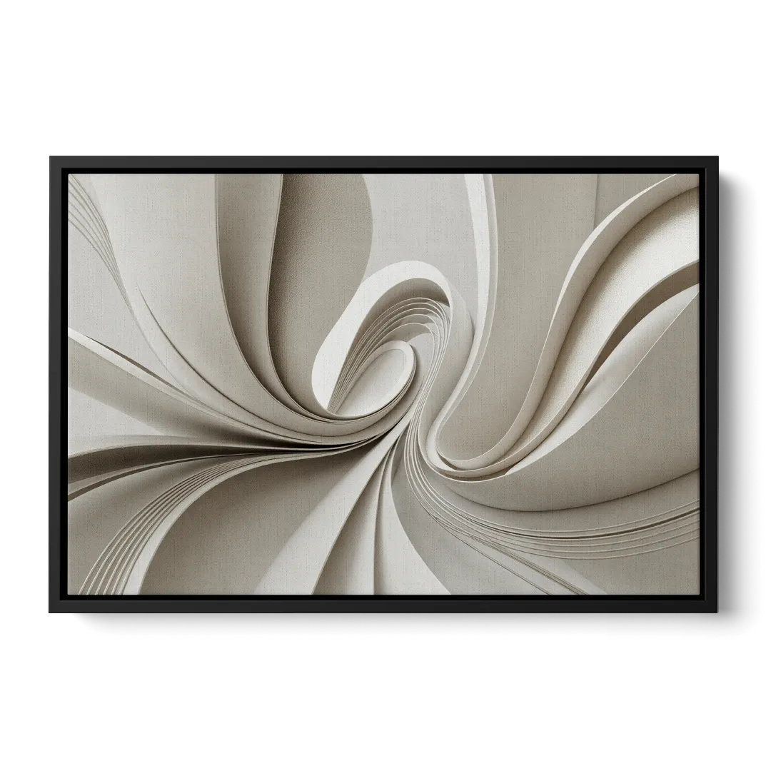 Ethereal Elegance White Abstract - Black Frame Canvas