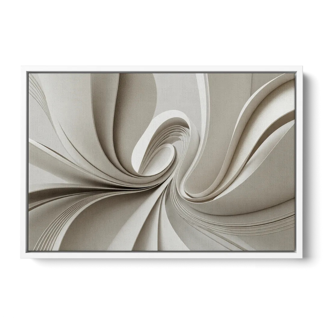 Ethereal Elegance White Abstract - White Frame Canvas