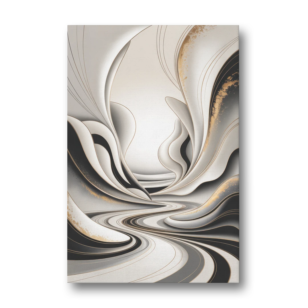 Ethereal Fluidity White Abstract - Canvas Wall Art - Front