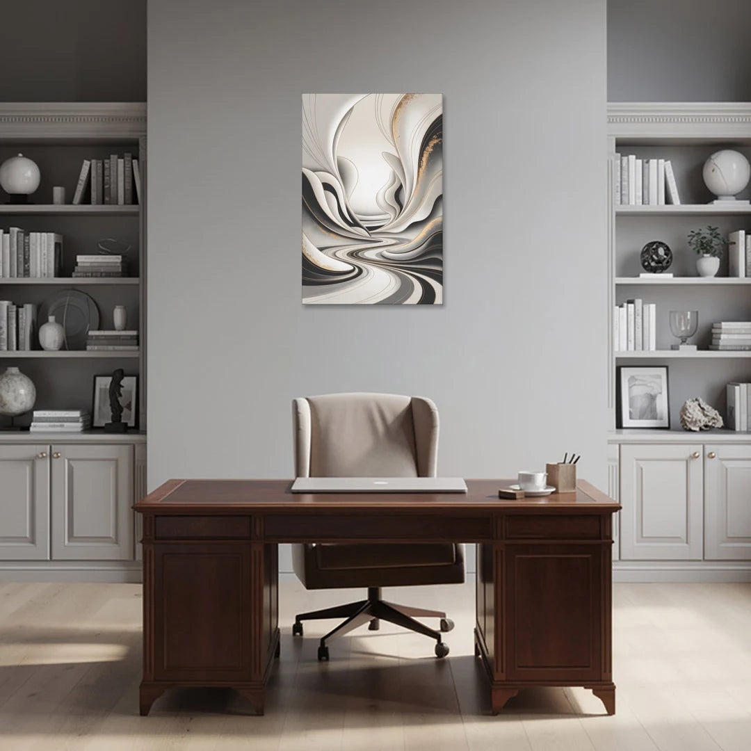 Ethereal Fluidity White Abstract - Canvas Wall Art - Office - 24x36
