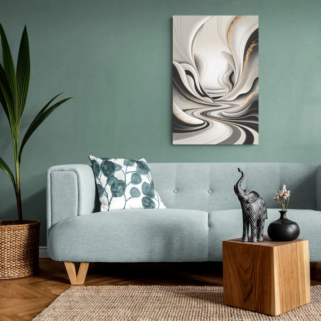 Ethereal Fluidity White Abstract - Canvas Wall Art Living Room