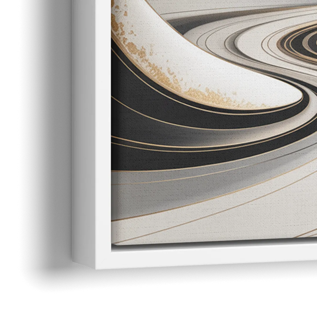 Ethereal Fluidity White Abstract - Close-Up White Frame Canvas