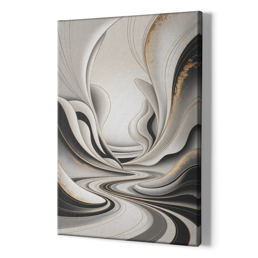 Ethereal Fluidity White Abstract - Canvas Print Art Sides