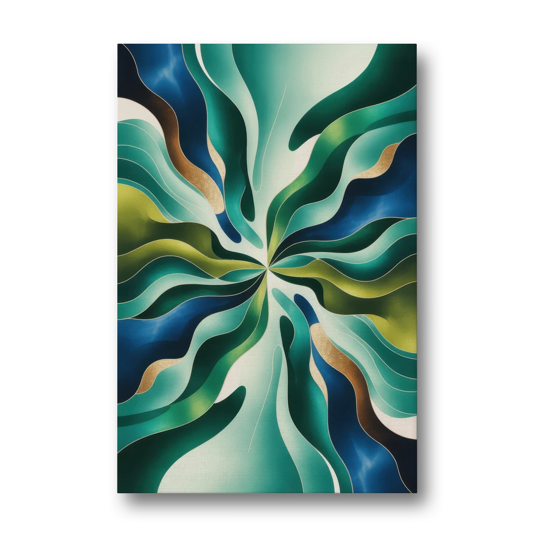 Ethereal Harmony Blue and Green Abstract - Canvas Wall Art - Front