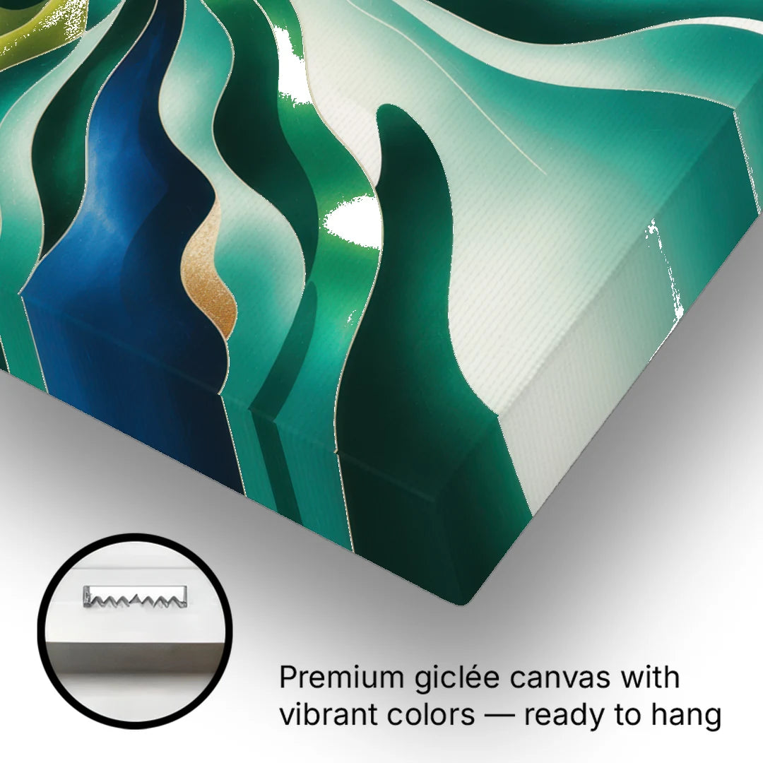 Ethereal Harmony Blue and Green Abstract - Canvas Wall Art - Gallery Wrap Corner