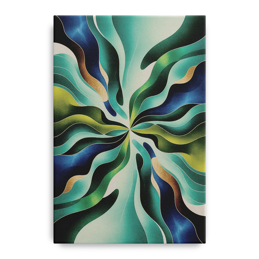 Ethereal Harmony Blue and Green Abstract - Canvas Wall Art
