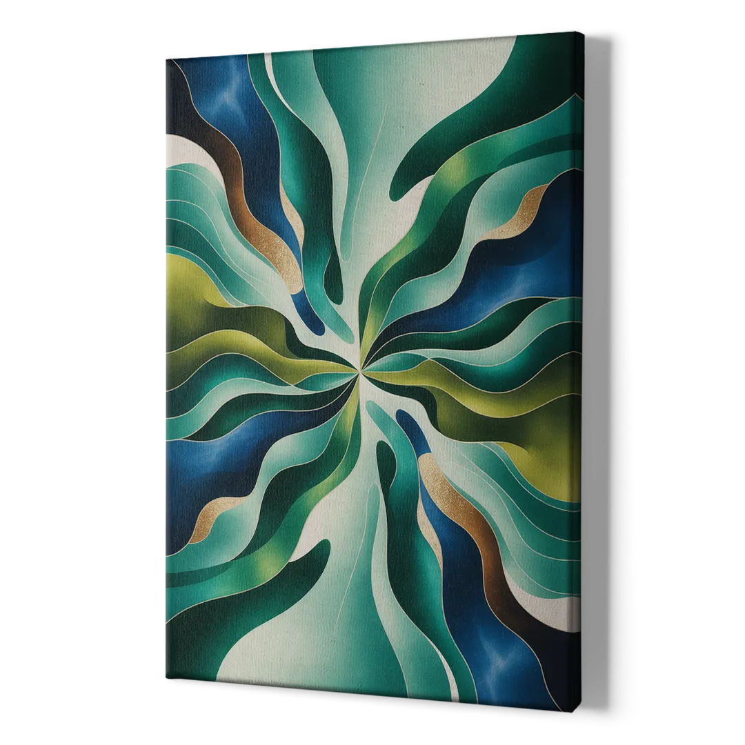 Ethereal Harmony Blue and Green Abstract - Canvas Print Art Sides