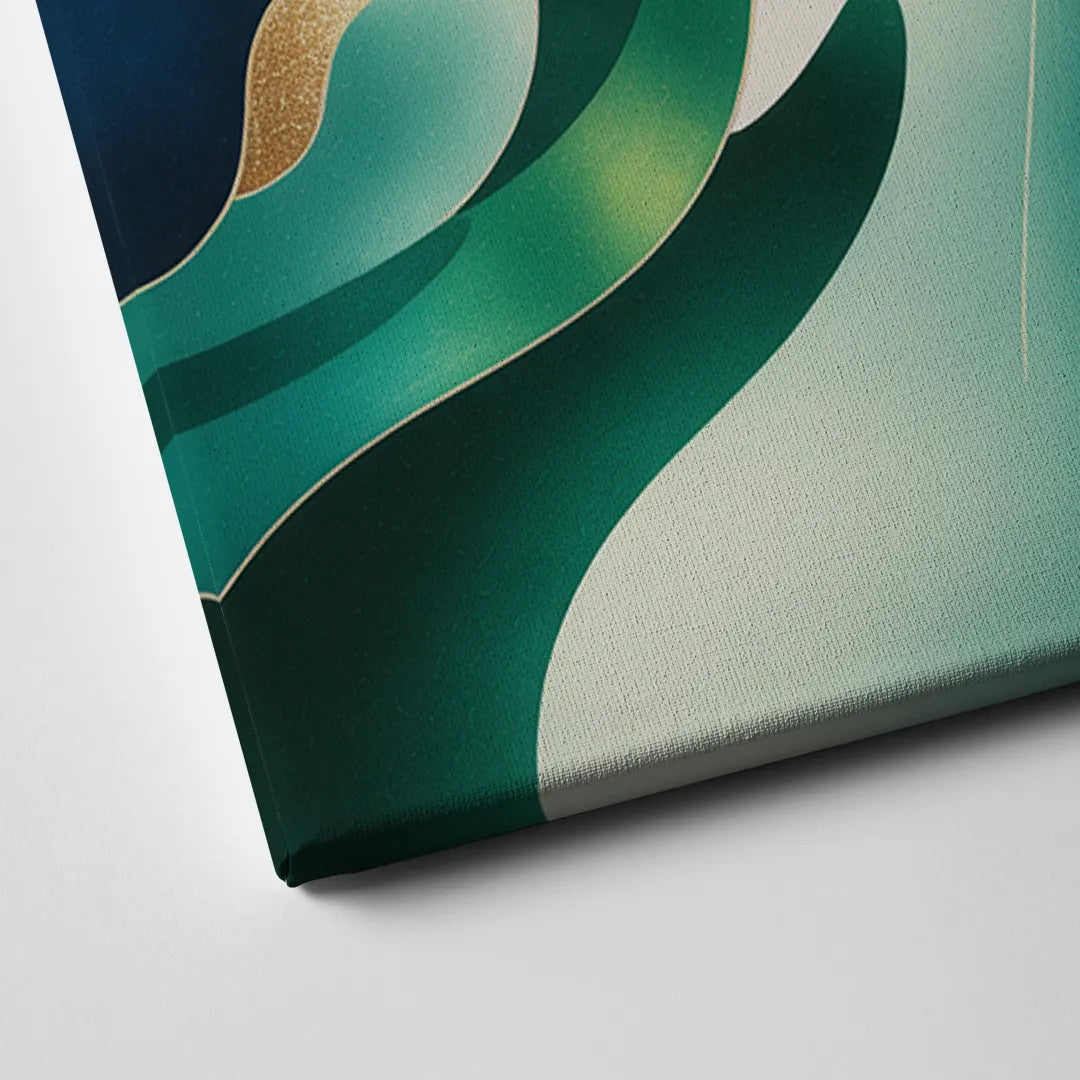 Ethereal Harmony Blue and Green Abstract Canvas Close Up