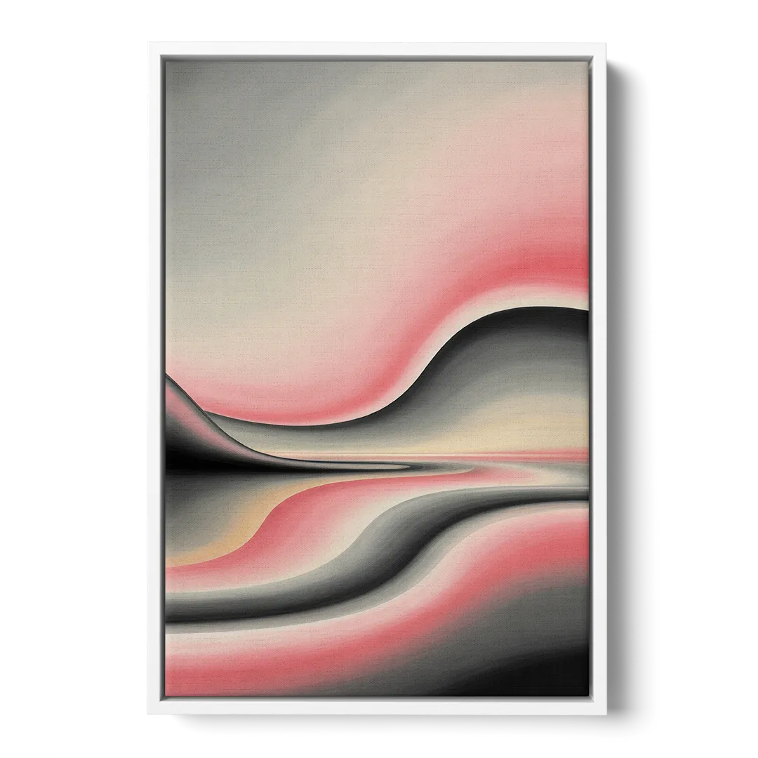 Ethereal Horizon Pink and Grey Abstract - White Frame Canvas
