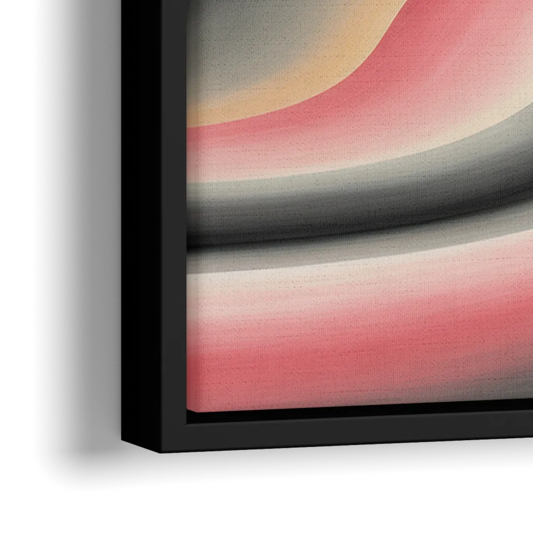 Ethereal Horizon Pink and Grey Abstract - Close-Up Black Frame Canvas