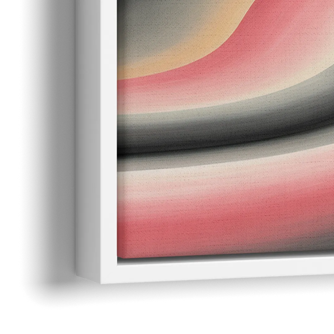 Ethereal Horizon Pink and Grey Abstract - Close-Up White Frame Canvas