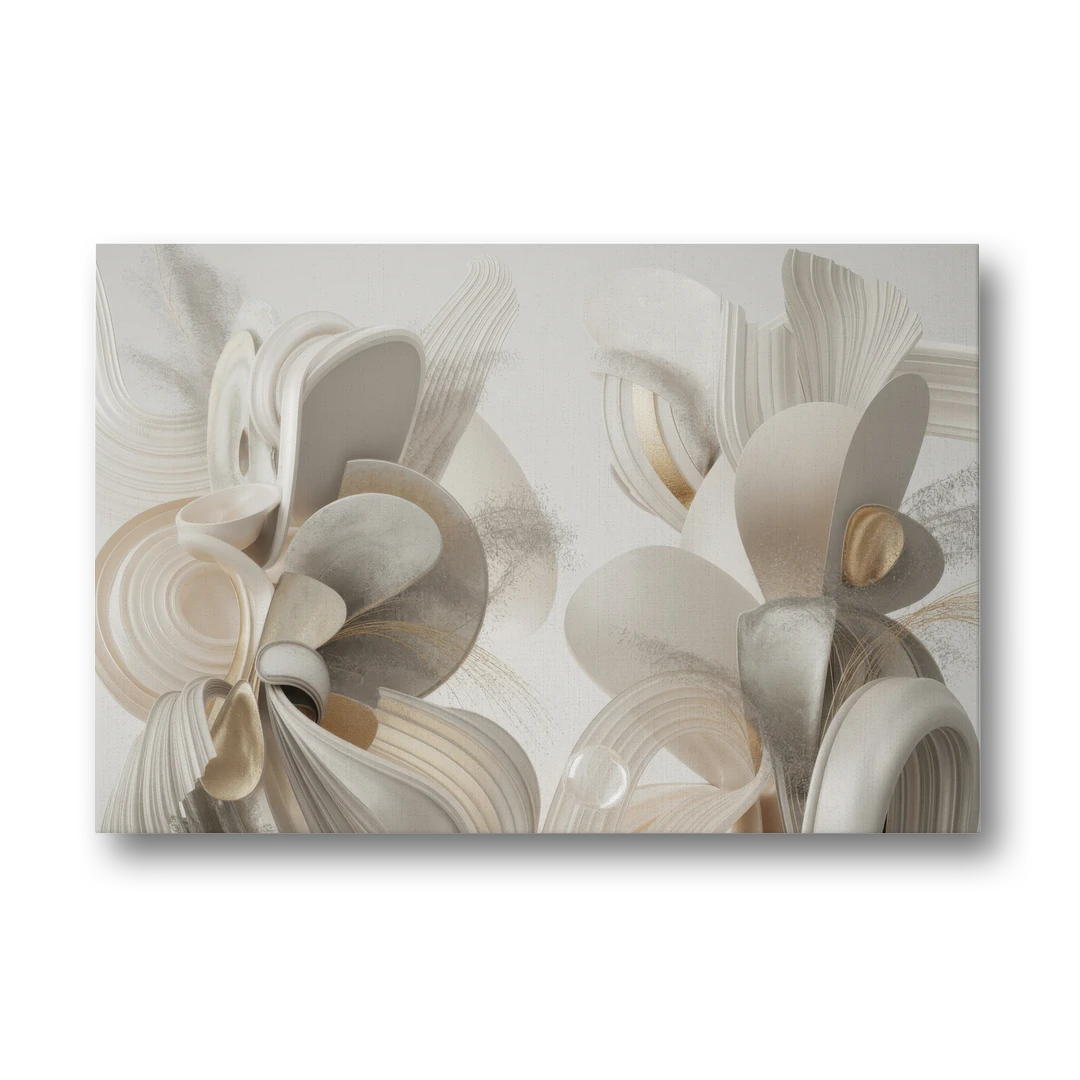 Ethereal Interplay White Abstract - Canvas Wall Art - Front