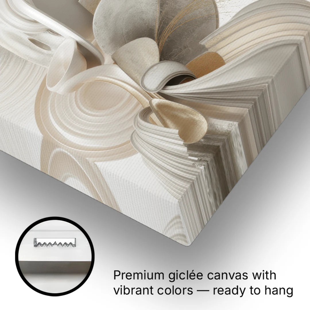 Ethereal Interplay White Abstract - Canvas Wall Art - Gallery Wrap Corner