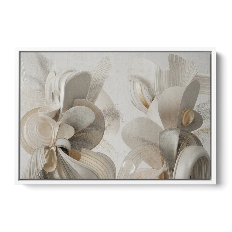 Ethereal Interplay White Abstract Front - White Canvas Wall Art