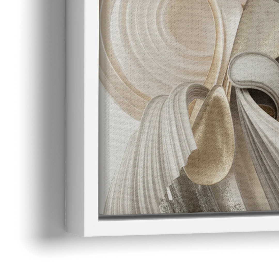 Ethereal Interplay White Abstract - Close-Up White Frame Canvas