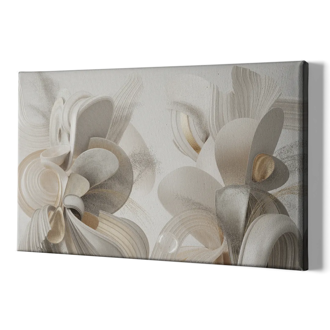 Ethereal Interplay White Abstract - Canvas Print Art Sides