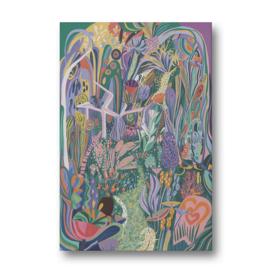 Ethereal Jewel Garden Colorful Abstract - Canvas Wall Art - Front