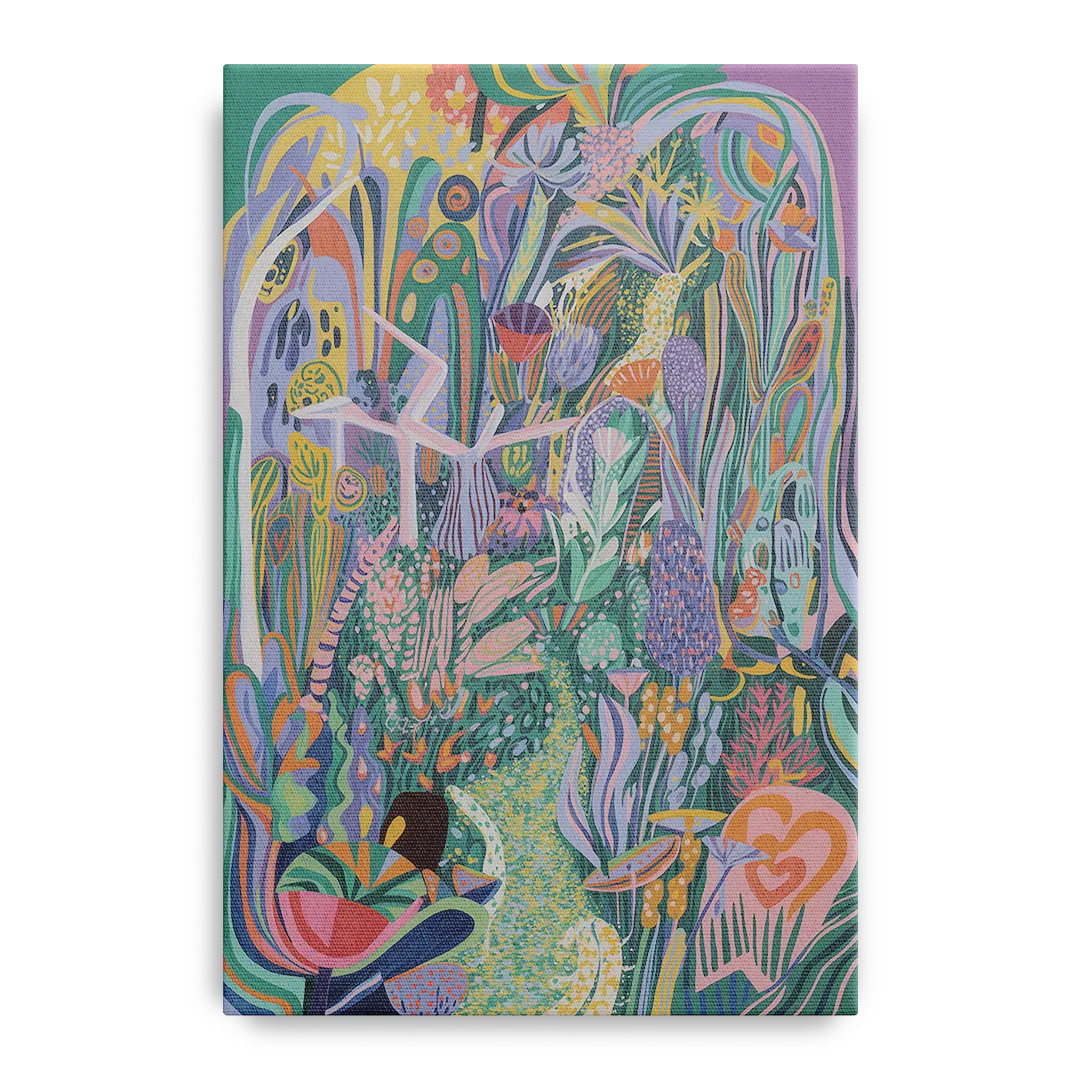 Ethereal Jewel Garden Colorful Abstract - Canvas Wall Art