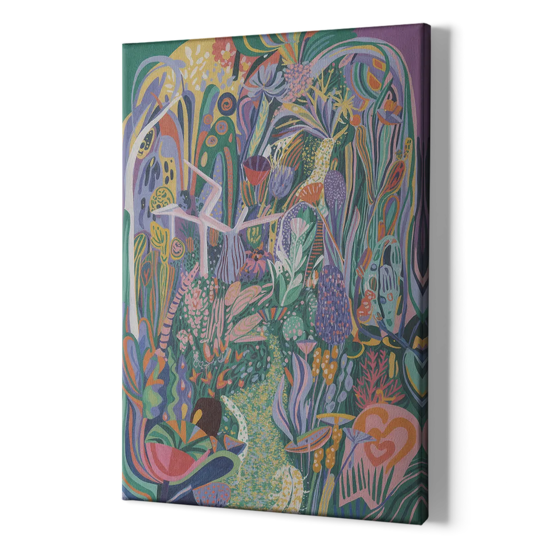 Ethereal Jewel Garden Colorful Abstract - Canvas Print Art Sides