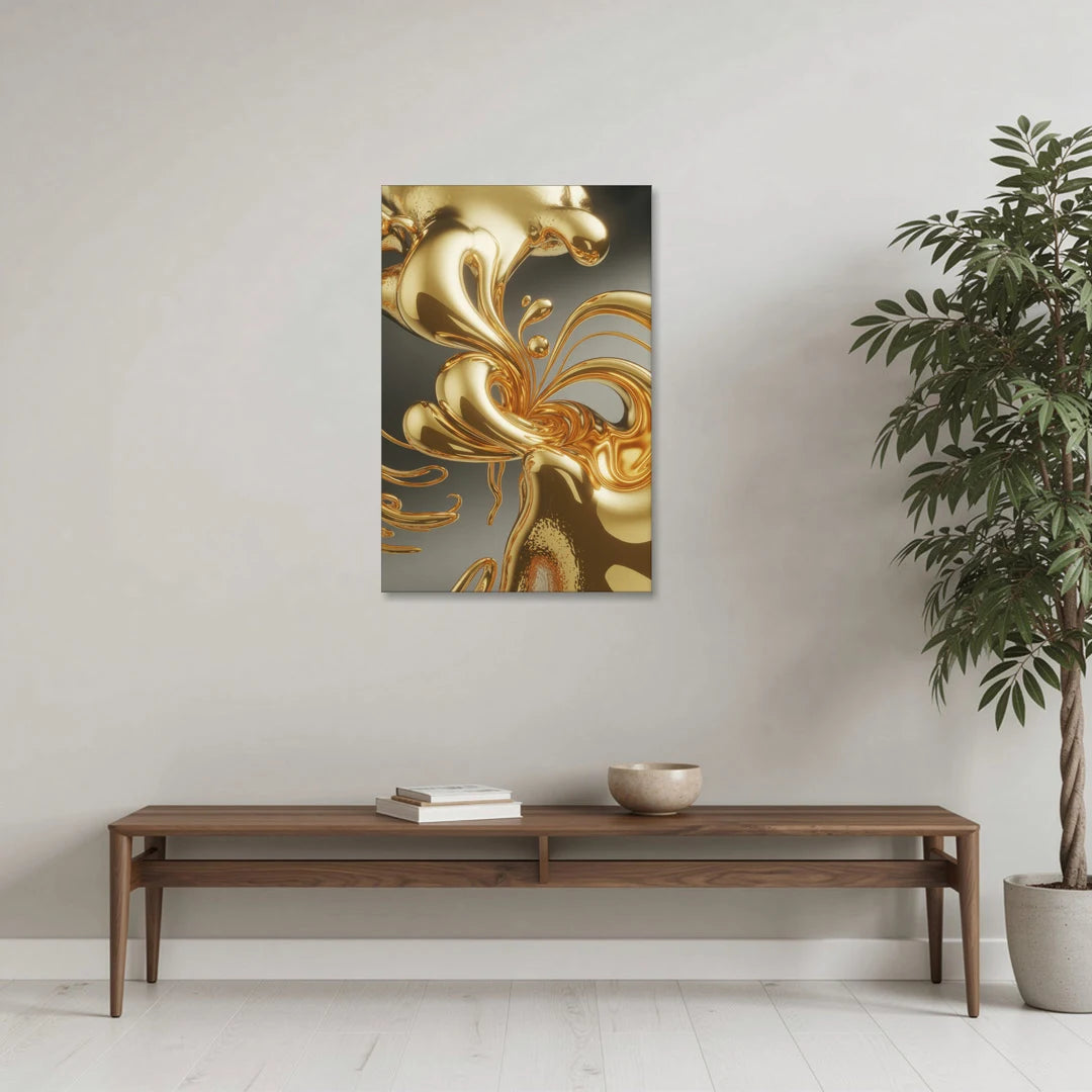 Ethereal Liquid Gold Abstract - Canvas Wall Art - Coffee Table - 24x36