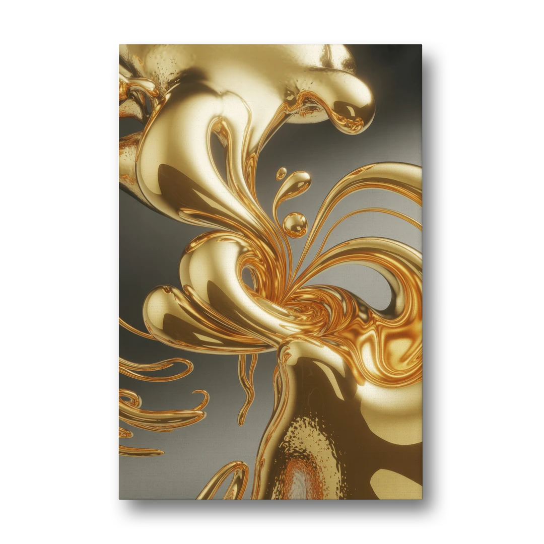 Ethereal Liquid Gold Abstract - Canvas Wall Art - Front
