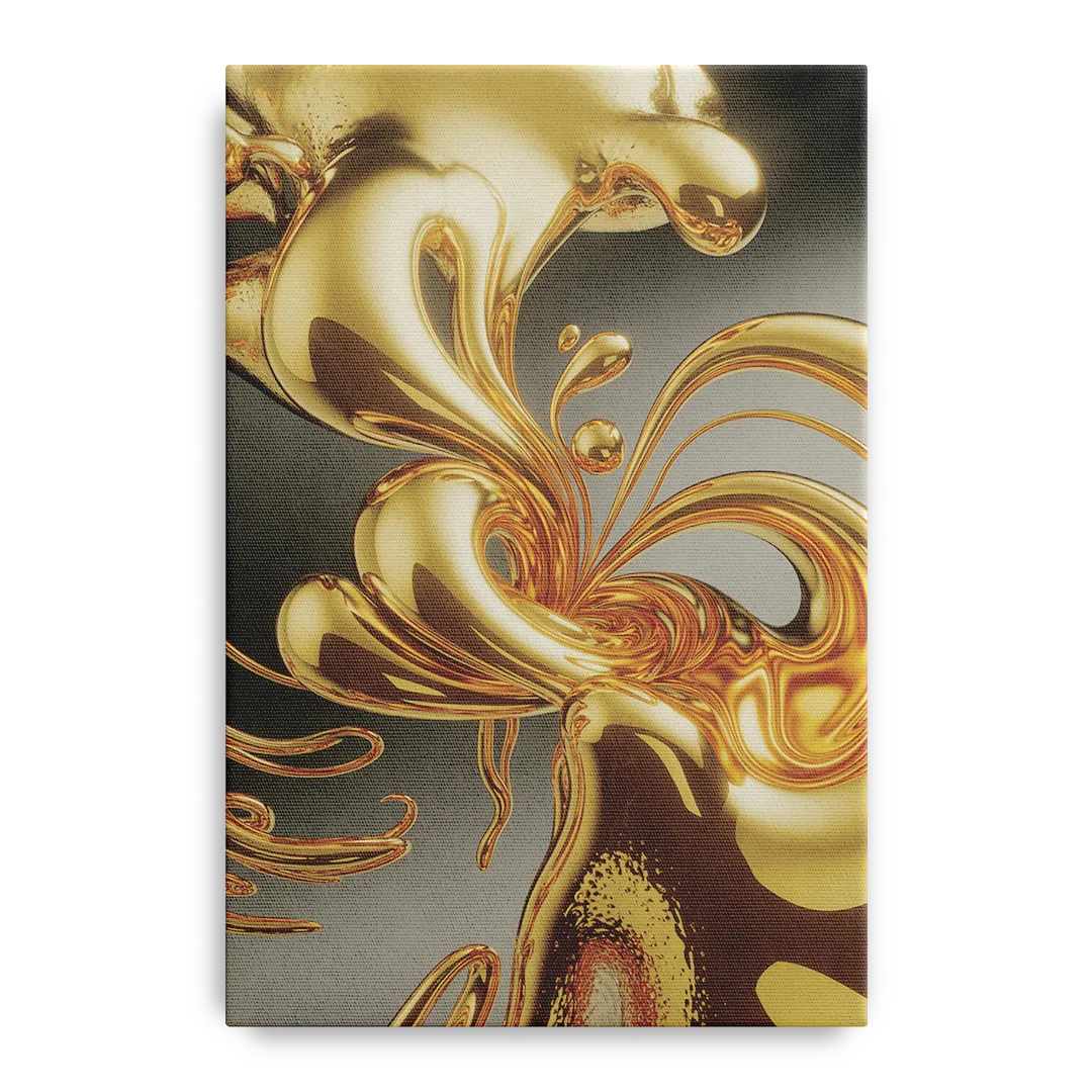 Ethereal Liquid Gold Abstract - Canvas Wall Art