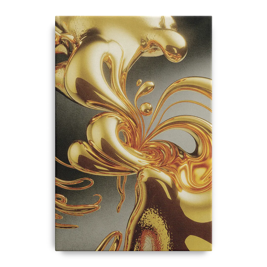 Ethereal Liquid Gold Abstract - Canvas Wall Art